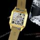 Super Clone Cartier Santos Dumont Skeleton Yellow Gold Blue Band Micro Rotor (5)_th.jpg